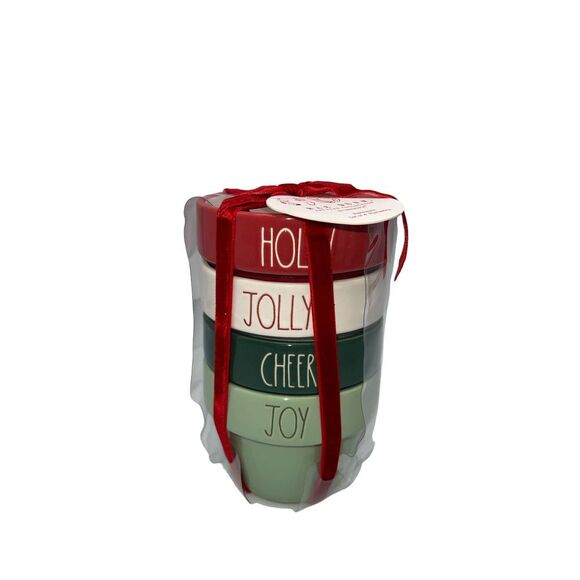 Rae Dunn Holly Jolly Cheer and Joy Bakeware Set of 4 - Picture 1 of 2
